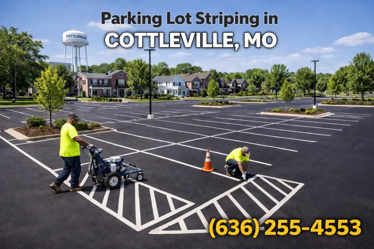 Parking lot striping in Cottleville, Missouri